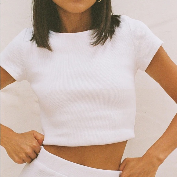 Princess Polly Classic Crop Tee in White - Picture 1 of 7